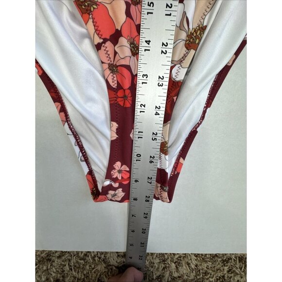 CUPSHE Women's M One-Piece Swimsuit Burgundy Floral NWT - Picture 9 of 16
